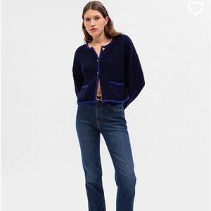 Boucle Gap cropped sweater Jacket- Color dark blue